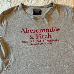 Abercrombie & Fitch Heather Gray Tee with Red Print